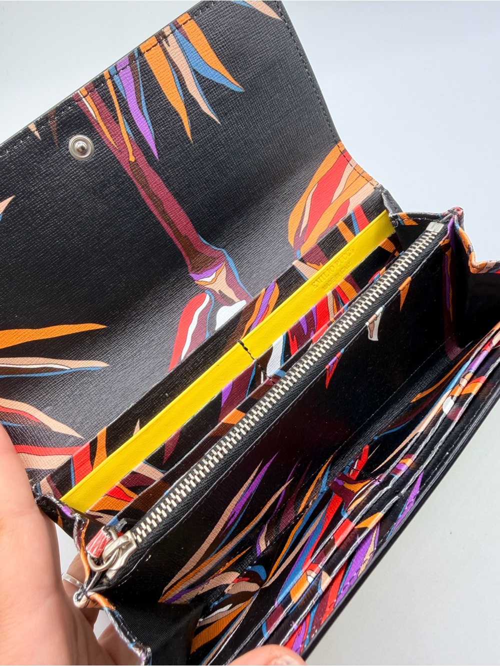 Emilio Pucci Yellow Leather Bird of Paradise Wallet with Logo